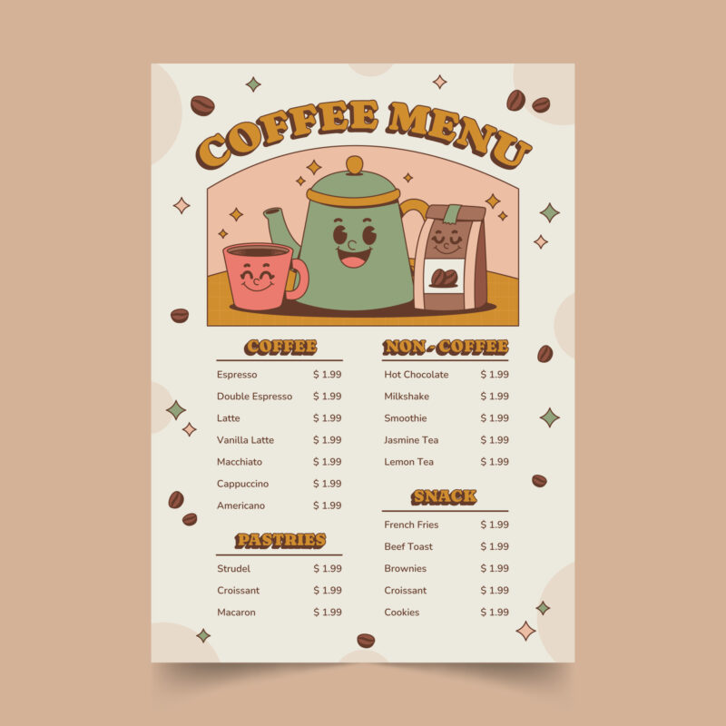 coffee shop menu sample - menu craft studio-002-Hand drawn coffee menu